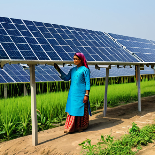 **

"A professional Bengali woman, fully clothed in a modest salwar kameez, working at a bright and modern solar panel installation site in rural Bangladesh. Safe for work, appropriate content, perfect anatomy, natural proportions, family-friendly, showcasing sustainable energy solutions."

**