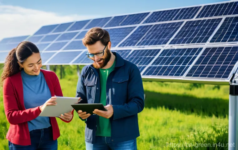 녹색산업 업무에 필요한 실습 - Image Prompt 1: Green Energy Innovators at Work**