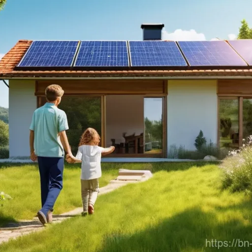 녹색산업 최신 트렌드 - **Renewable Energy in a Scenic Setting:**
A serene, sunlit landscape featuring a traditional, mo...