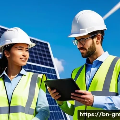 Home 33 녹색산업 전문가 직무 분석 - **Prompt 1: Renewable Energy Pioneers**
"A diverse group of young, enthusiastic engineers, both ...