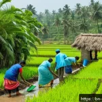 Home 18 녹색산업 현장 실습 - A detailed scene of a diverse group of Bengali environmental volunteers working on a water conservat...