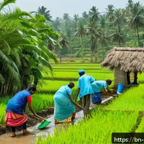 Home 30 녹색산업 현장 실습 - A detailed scene of a diverse group of Bengali environmental volunteers working on a water conservat...